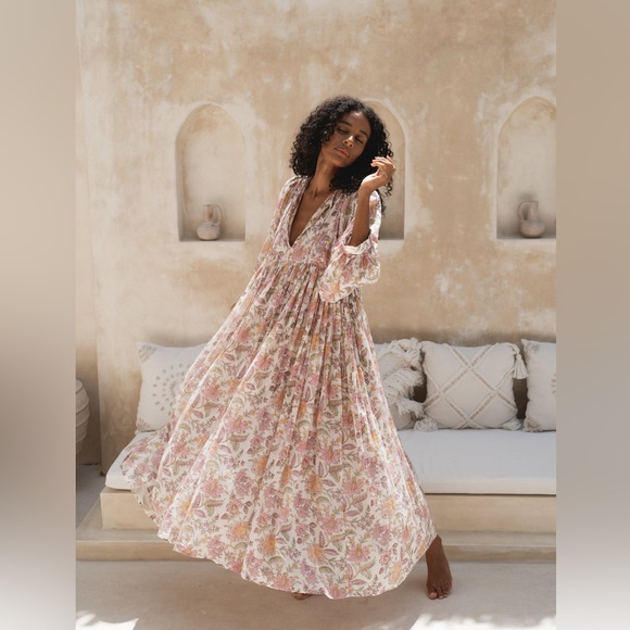 Daughters of India Kyra Maxi Dress~ Fuchsia Bloom (NWT) - Picture 4 of 12